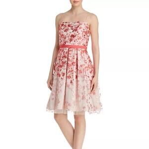 NWT Eliza J Floral Organza Dress Red & Pink  Sleeveless Formal Wedding Size 6